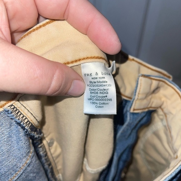 RAG & BONE Color Block Engineer High Rise Ankle Straight Leg Jeans, Size 27 - Picture 11 of 11